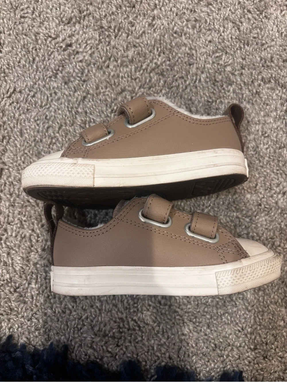 Converse Kids' Tan Faux-Fur Velcro Sneakers